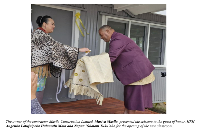 Her Royal Highness Princess Angelika Lātūfuipeka Halaevalu Mata'aho Napua 'Okalani Tuku'aho attended as the Guest of Honour for the inauguration of new and reconstructed facilities at Government Primary School 'Eueiki.